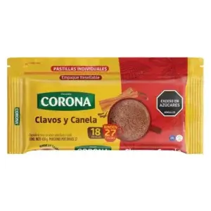 CHOCOLATE CORONA CLAVOS Y CANELA X450 G